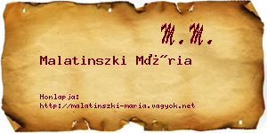 Malatinszki Mária névjegykártya